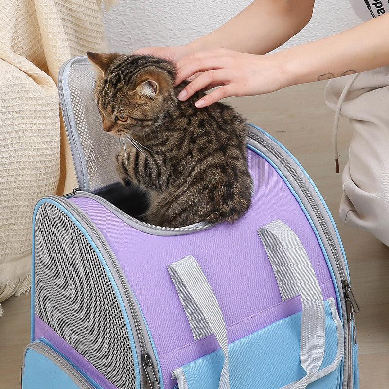 Khaki Portable Pet Carrier Backpack - Spacious, Breathable, and Travel-Friendly for Cats and Small Dogs