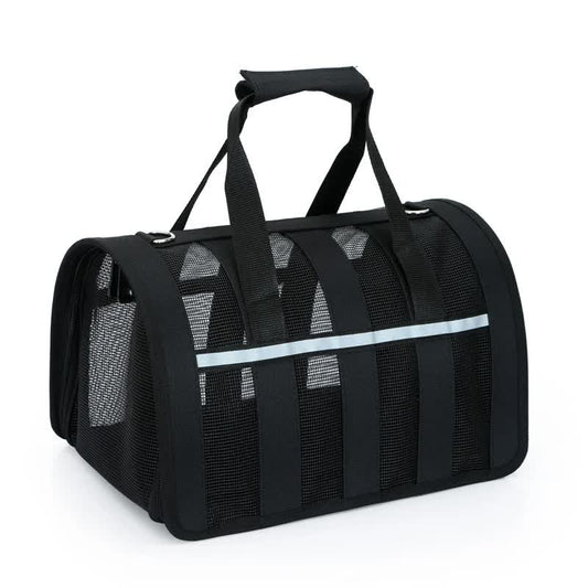 Size L Black Foldable Pet Carrier Bag - Lightweight, Breathable, and Spacious for All Seasons