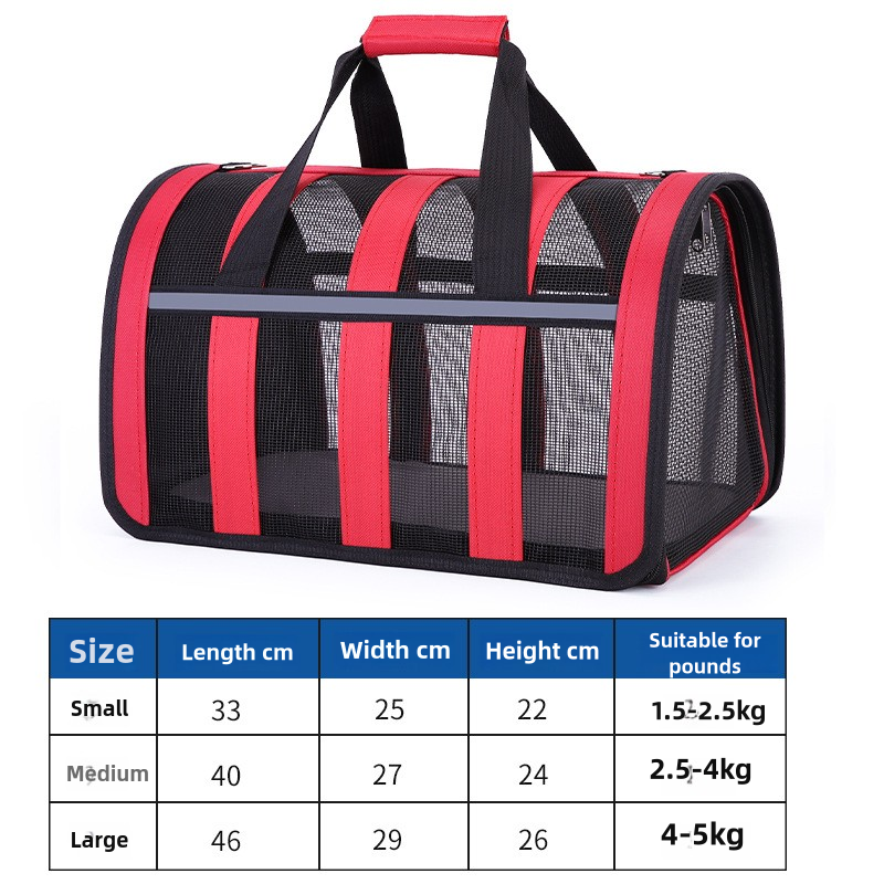 Size L Black Foldable Pet Carrier Bag - Lightweight, Breathable, and Spacious for All Seasons