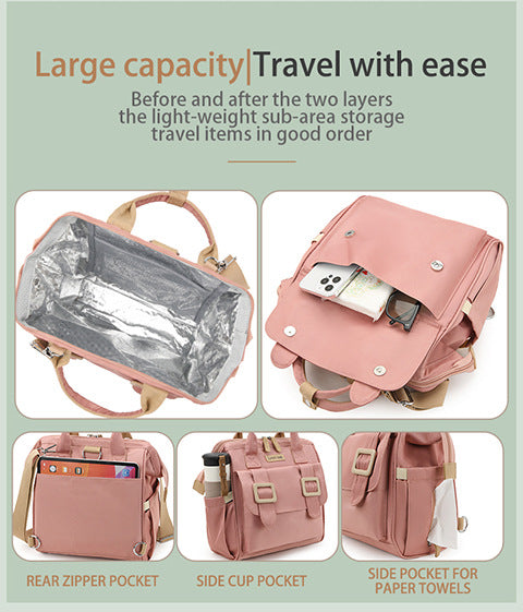 Pink Multifunctional Insulated Lunch Bag for Women - Waterproof, Lightweight, and Stylish for Picnics and Outings