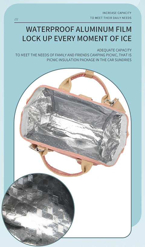 Black Multifunctional Insulated Lunch Bag for Women - Waterproof, Lightweight, and Stylish for Picnics and Outings