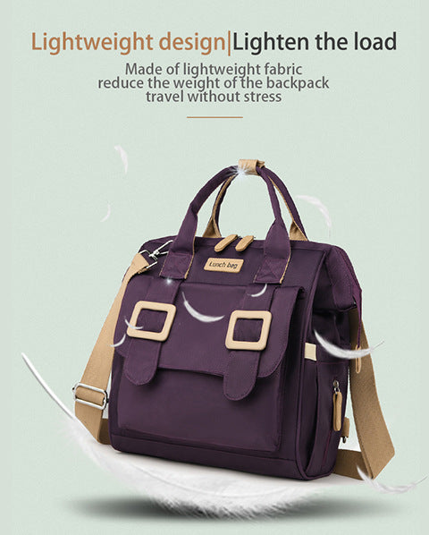 Black Multifunctional Insulated Lunch Bag for Women - Waterproof, Lightweight, and Stylish for Picnics and Outings