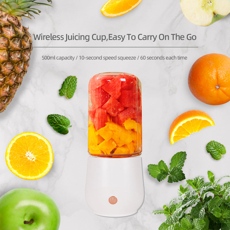 White Compact Portable Blender - USB Rechargeable Mini Juicer Cup with 4 Blades
