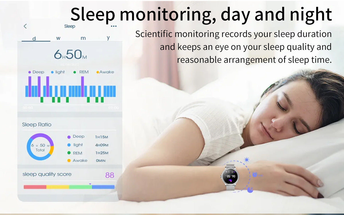 Elegant Women's Smartwatch,HD Touchscreen, Bluetooth Calls, Health Monitoring(Silver)