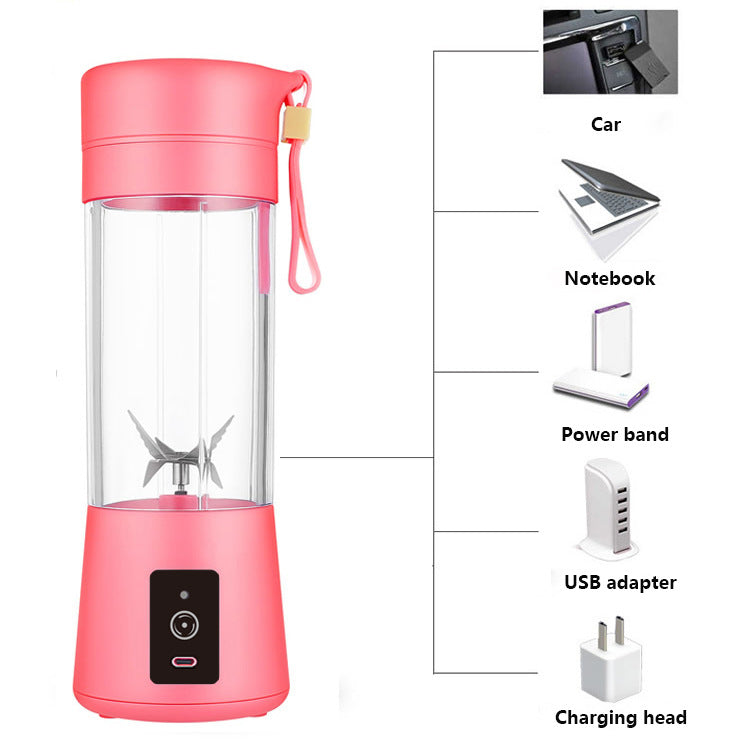 Pink Portable Blender USB Rechargeable - Personal Size Smoothie Maker On The Go