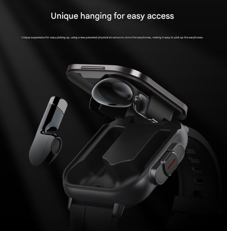 Silver Steel 2-in-1 Bluetooth Smartwatch with Integrated Earbuds for Sports