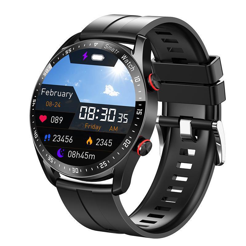 Black Silicone Business Smartwatch with ECG and PPG Monitoring