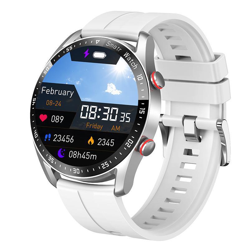 Silver Silicone Business Smartwatch with ECG and PPG Monitoring