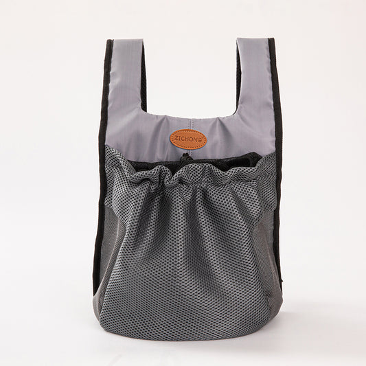 S Grey Hands-Free Pet Carrier Backpack for Small Dogs & Cats - Breathable Chest Pack for Outdoor Travel & Hiking