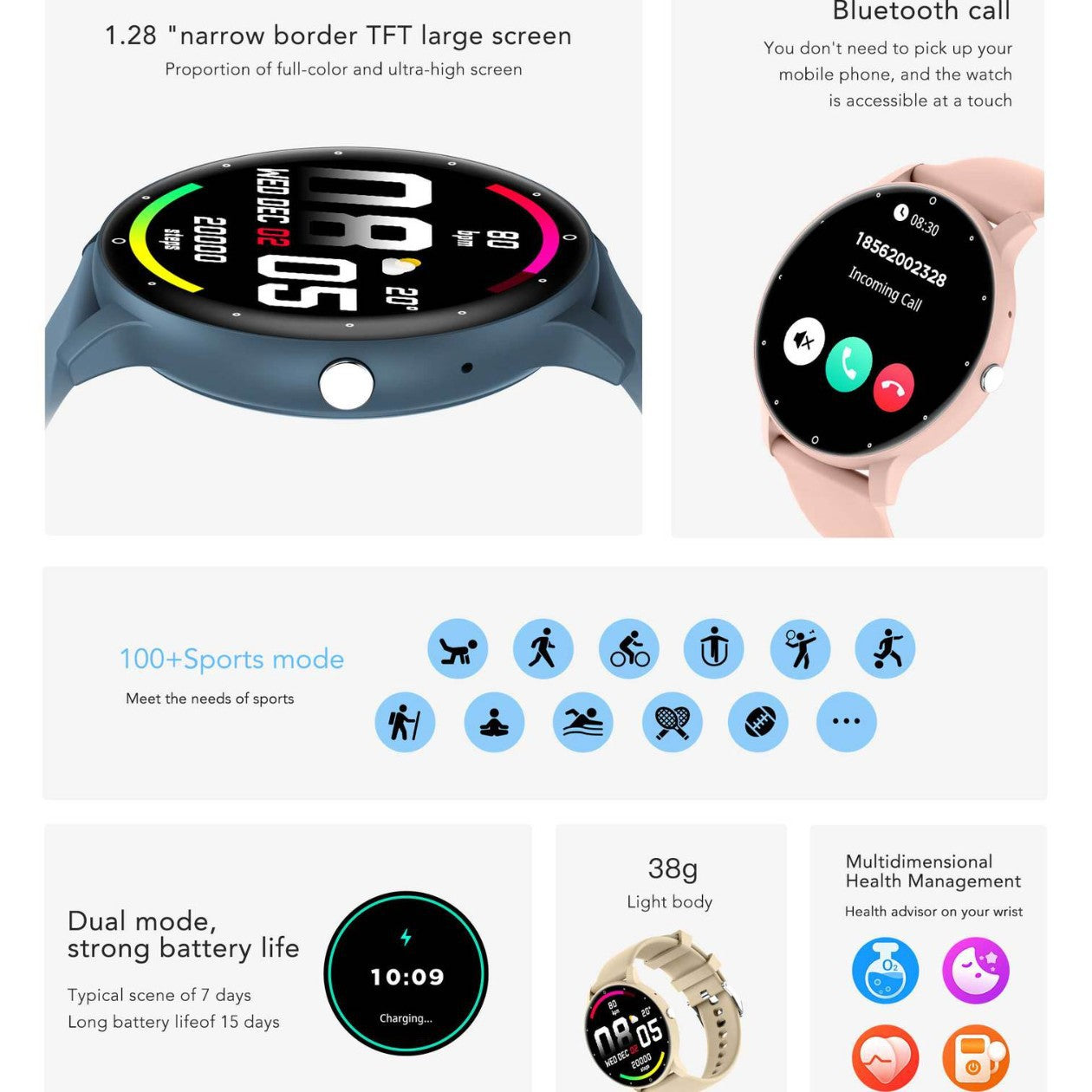 Feature-Rich Smartwatch: 1.28 HD Display  Bluetooth Calling Extensive Sports Tracking (yellow)"