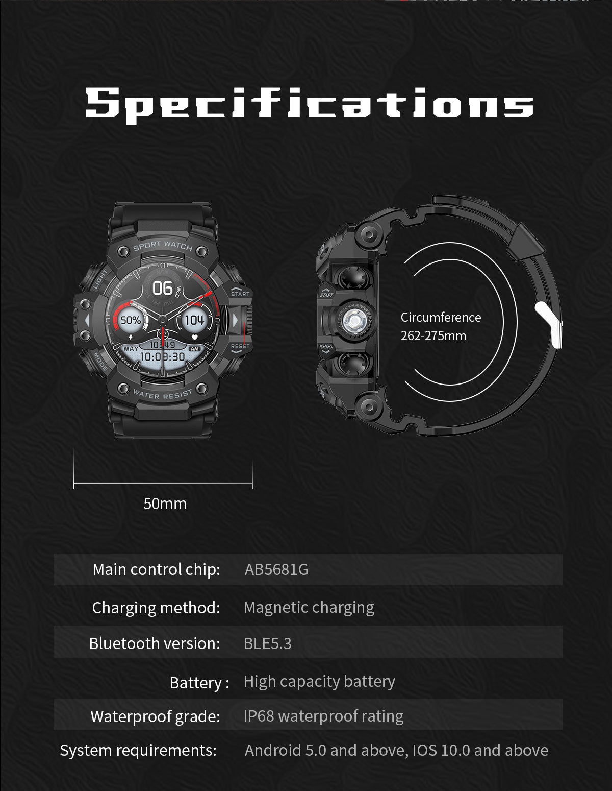 Rugged Outdoor Sport Smartwatch - HD Display, Compass, Flashlight, 100+ Sports Modes, Health Monitoring & Bluetooth Calls(Camouflage gray)
