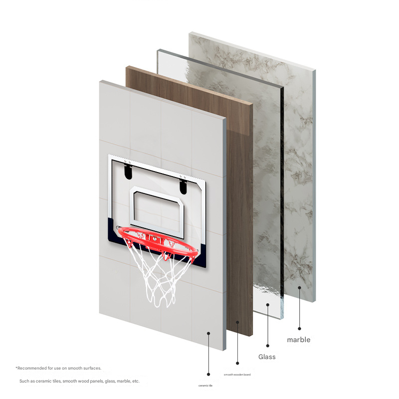 Indoor Mini Basketball Hoop Foldable Over The Door Basketball Set with Spring Action Breakaway Rim Transparent Backboard for Kids and Adults Home Office Fun