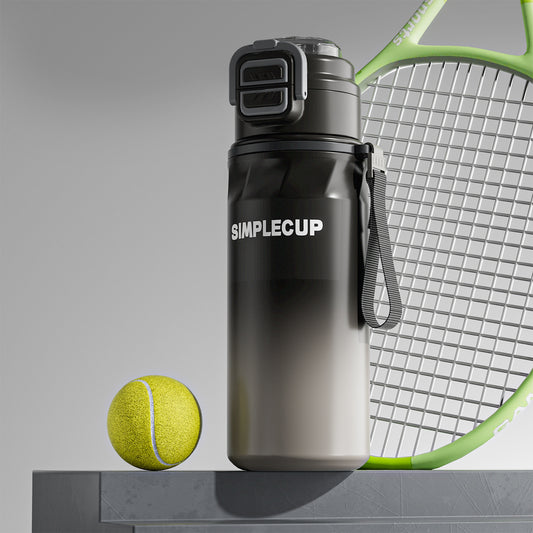 Gradient Black 670ml Large Capacity Sports Insulated Tumbler - 316 Stainless Steel Straw Water Bottle, Dual-Use Lid for Travel & Outdoors