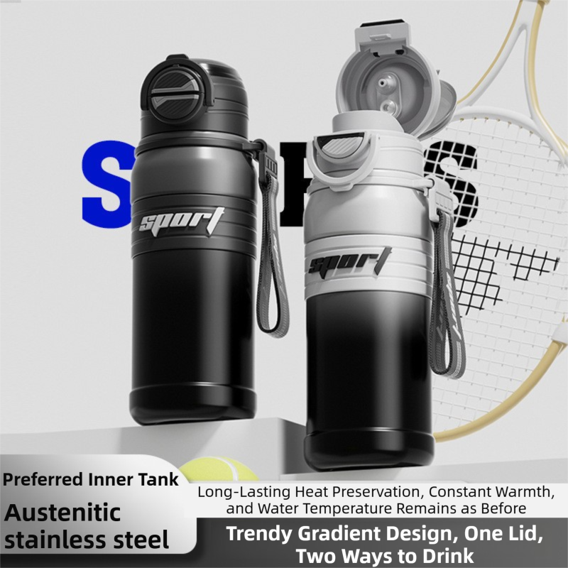 2-Pack Gradient Green 670ml Large Capacity Sports Insulated Tumbler - 316 Stainless Steel Straw Water Bottle, Dual-Use Lid for Travel & Outdoors